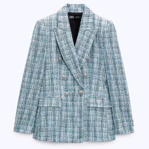 Zara *Bloggers Favorite* Tweed Double Breasted Blazer